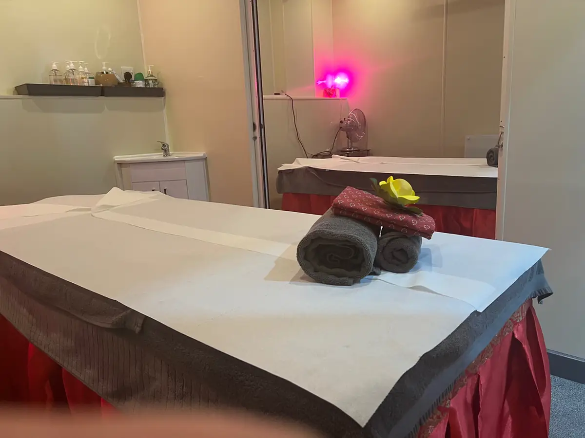 Calm, softly lit treatment room